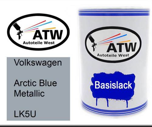 Volkswagen, Arctic Blue Metallic, LK5U: 500ml Lackdose, von ATW Autoteile West.